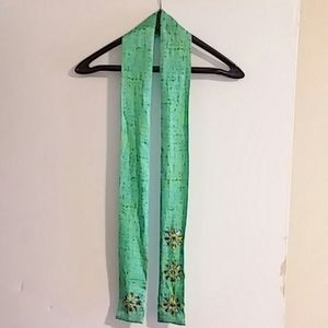 100% Silk Oblong Scarf ECHO Green Multi